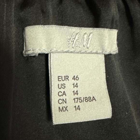 H&M Black White Printed Tie Neck Long Sleeve Blouse Midi Skirt 2-Piece Set Sz 14 - Picture 6 of 7